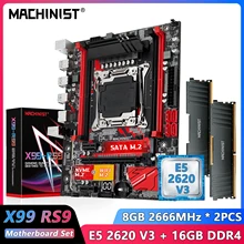 Machinist X99 Motherboard LGA 2011-3 Set Kit Intel Xeon E5 2620 V3 CPU Processor DDR4 16GB (2*8G) 2666MHz RAM Memory X99 RS9