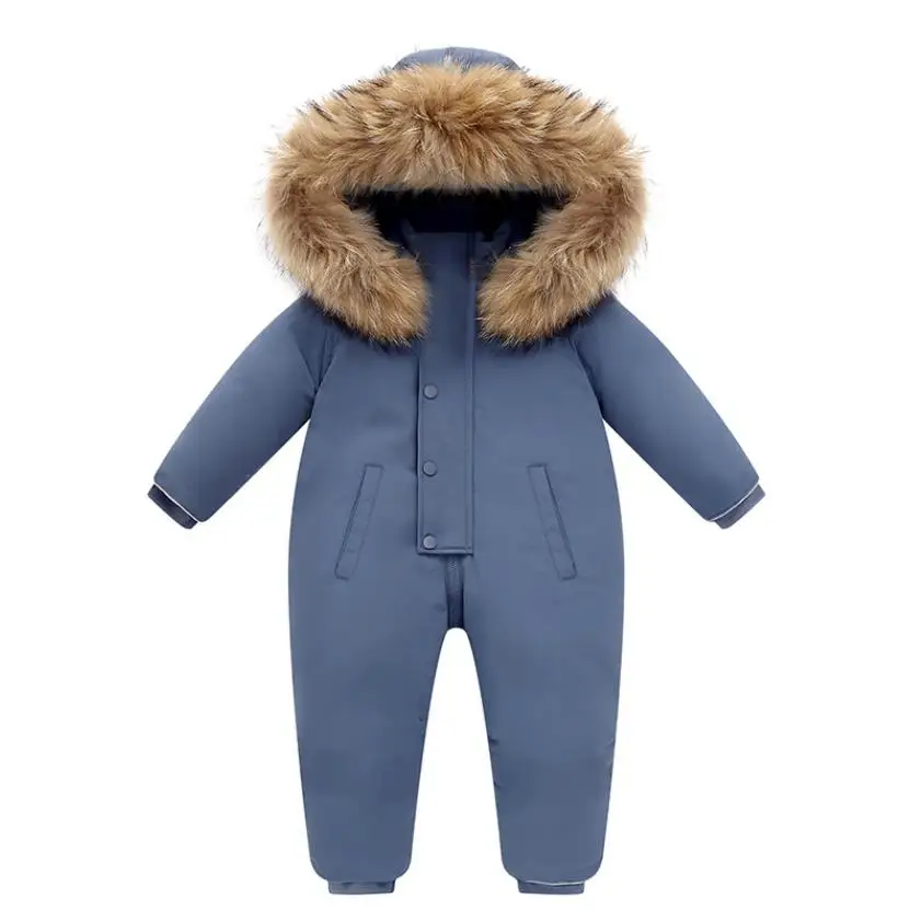 -30℃ Winter Warm Snowsuit 90% White Duck Down Jacket For Boys Girls Toddler Infant Romper Kid Jumpsuit 2~6Y Parka A1881