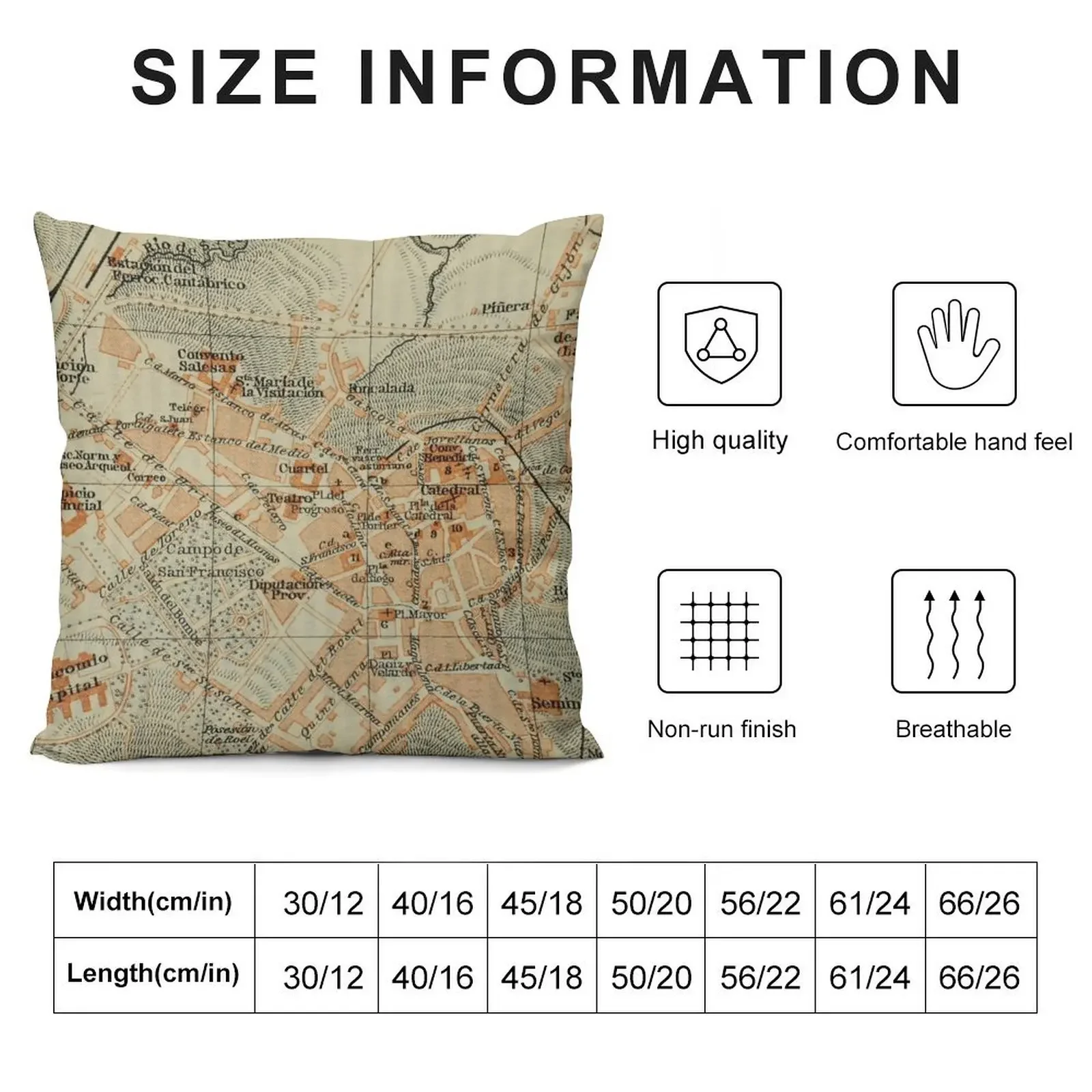 Винтажная карта Испаніи Oviedo (1913) Декоративная подушка Подушка Осеннее украшение