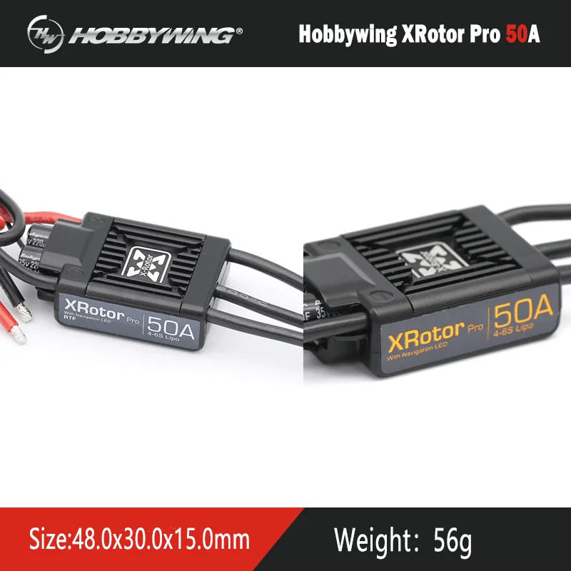 Фото Контроллер скорости Hobbywing XRotor Pro 50A 4-6S, бесщеточный ESC многовинтовой пневматический прибор «сделай сам» для РУ дрона Heli №1
