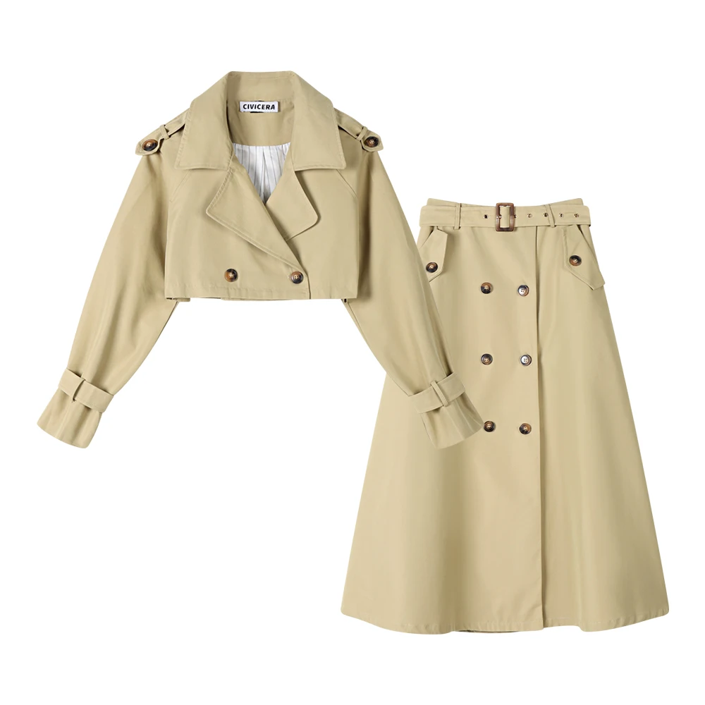 Осеннее усовершенствованное пальто Civicera цвета хаки верхняя одежда комплект из