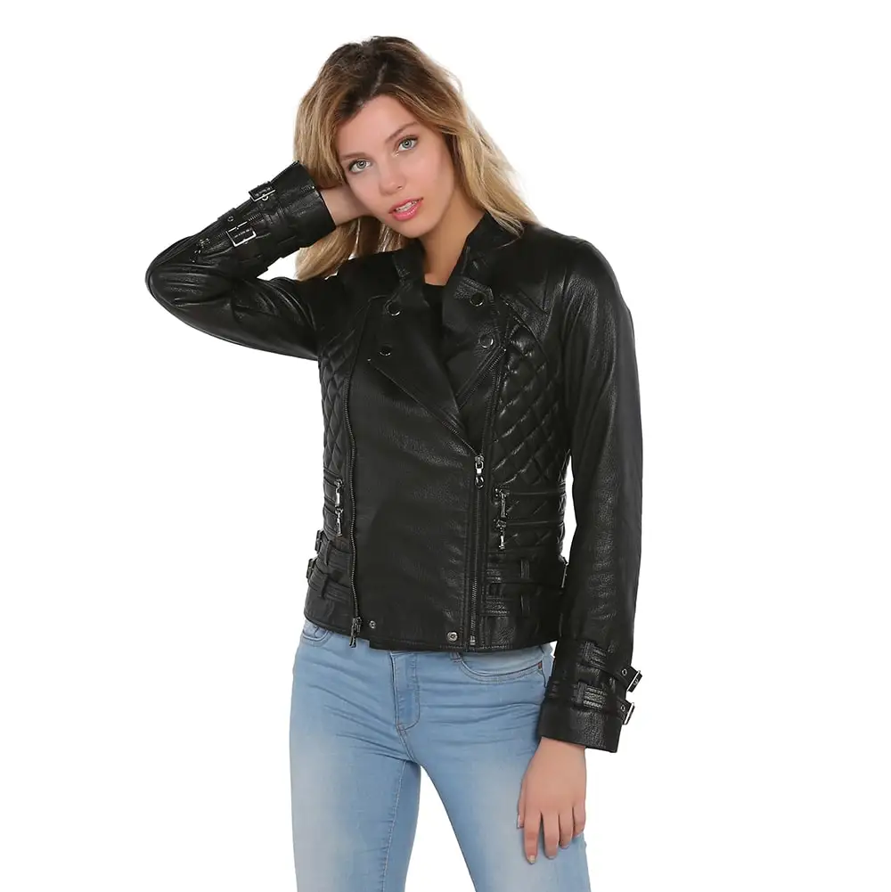 S'elite collection real leather women's jacket black Jumbo
