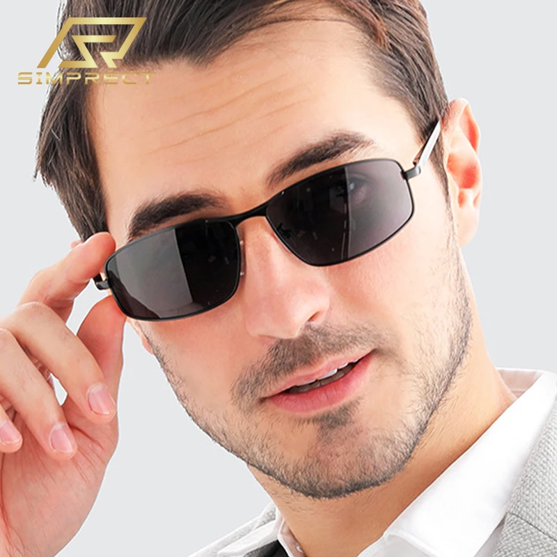 

SIMPRECT Aluminium Magnesium Polarized Sunglasses For Men 2022 UV400 High Quality Fashion Luxury Vintage Rectangle Sun Glasses