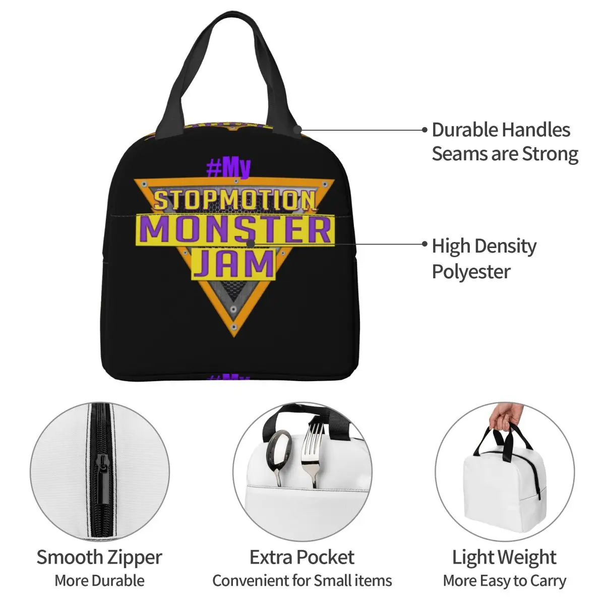 Изолированная сумка для ланча Monster Jam охлаждающий мешок ланч-контейнер