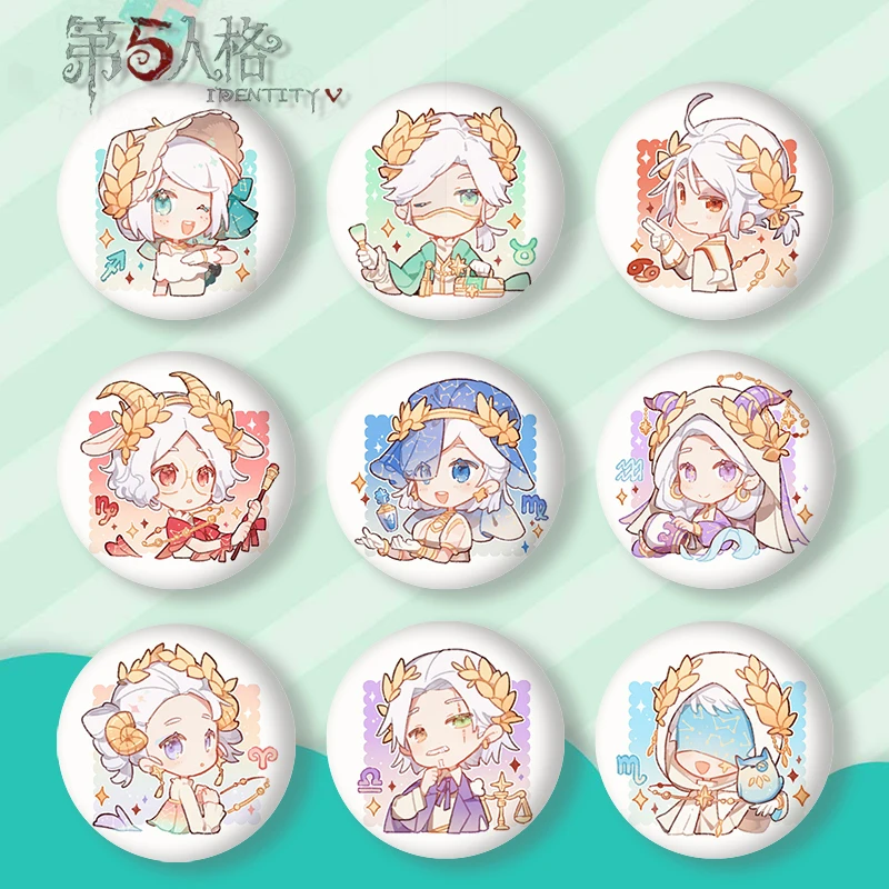 

9pcs Anime Badge Asymmetrical Identity V Emma Woods Eli Clark Pin Broooh Button