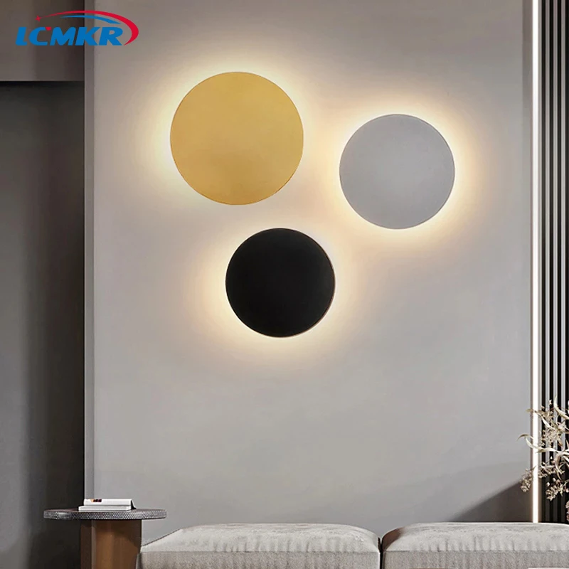 

Минималистичные круглые светодиодные Настенные светильники в скандинавском стиле для коридора, ресторана, гостиной, украшение для дома, на...