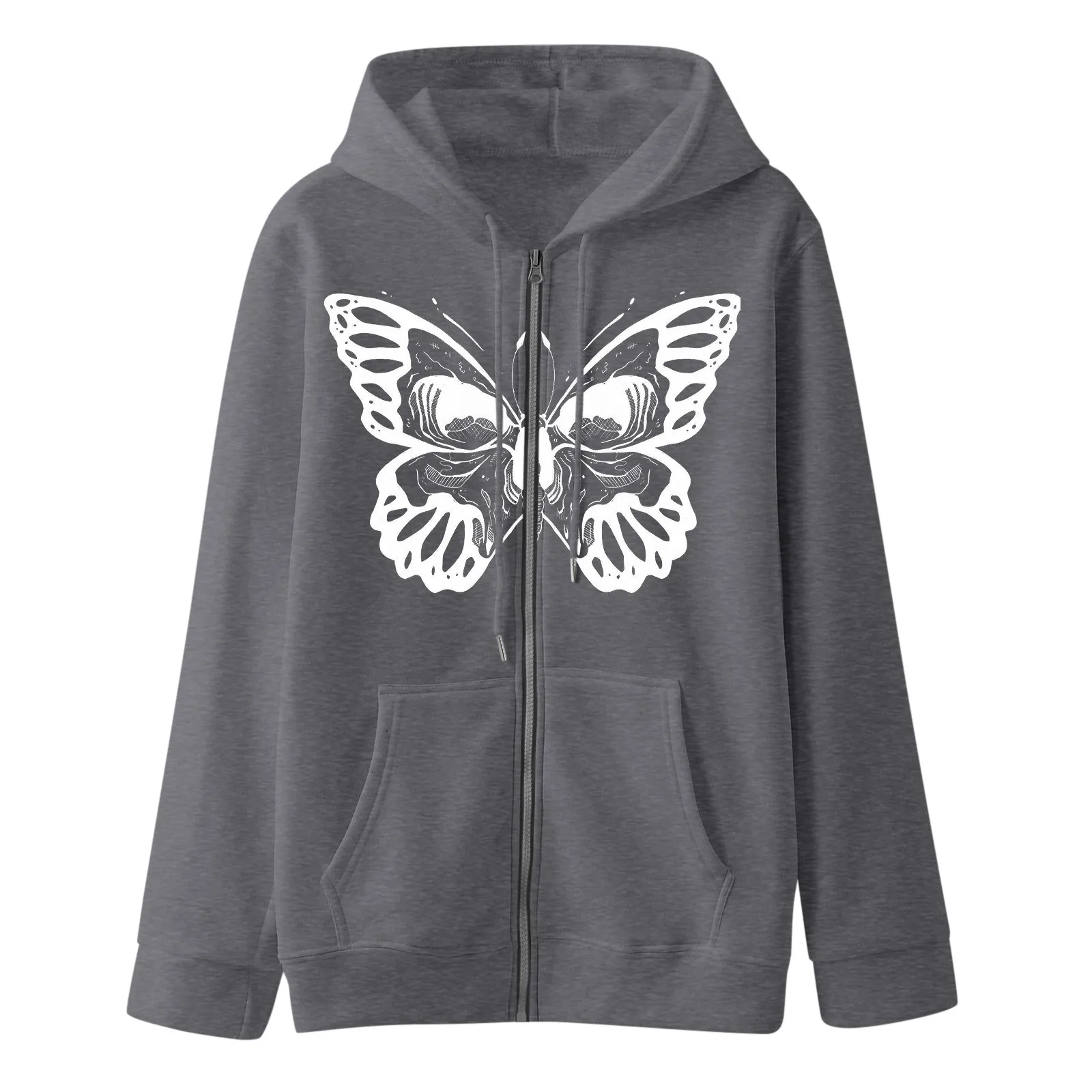 

Women Gothic Print Hoodie With Drawstring Zip Up Pocket Long Sleeve Coat Loose Teen L Hoodie Womens Dress Sweaters And Jackets