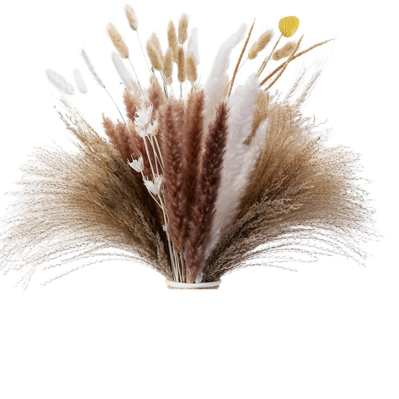 

102Pcs Natural Flower Dried Pampas Grass Decor Pampas Grass Bouquet For Boho Home Decor