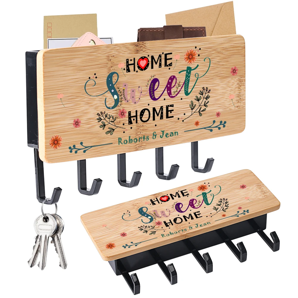 

Holders Home Keys Hooks Sweet Customized Hanger Bamboo Furniture Home Personalized Creative Wood Up Decorations Hook Gifts Key