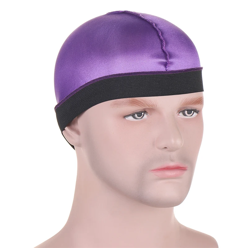 

New Unisex Silky Dome Cap For Men Elastic Band Silky Durag Bandanas Bottom Wig Cap Spandex Cooling Cap Silk Based Beanie Bonnet