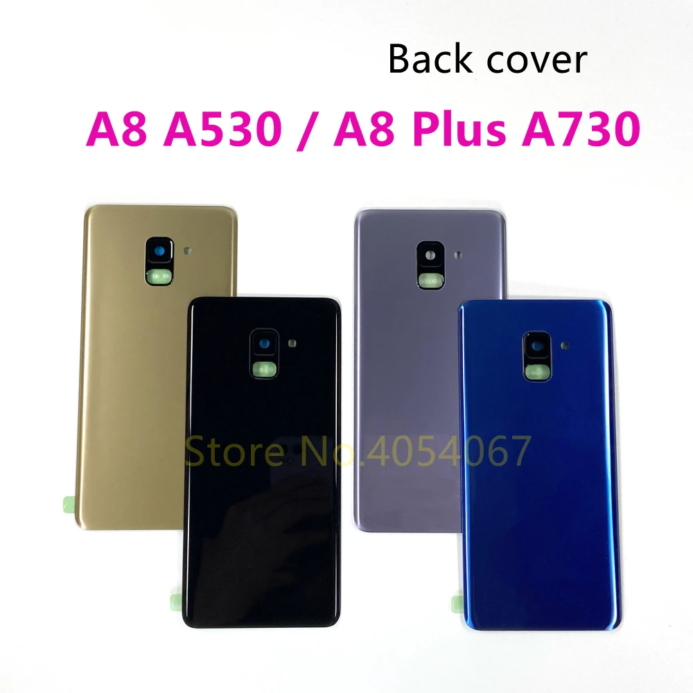 

For SAMSUNG Galaxy A8 A530 A530F A8+ Plus A730 A730F 2018 Back Glass Battery Cover Rear Door Housing Case Camera Lens Lid