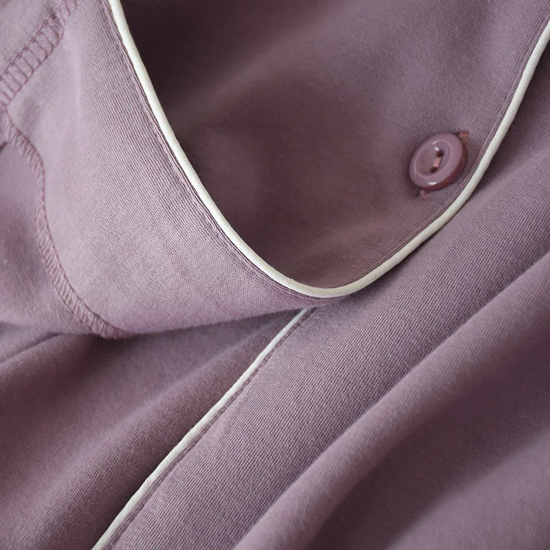 New Pajamas for Couples Pure Cotton Spring and Autumn Homewear Breathable and Comfortable Sleepwear Suits with Turn-over Collar