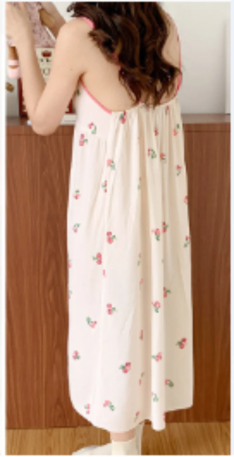 Young Women Nightgown V-neck Low-Cut Sexy  Lady Wear Girlfriends Clothes Outside Middle Skirt Breathable  Summer Halter Dresses