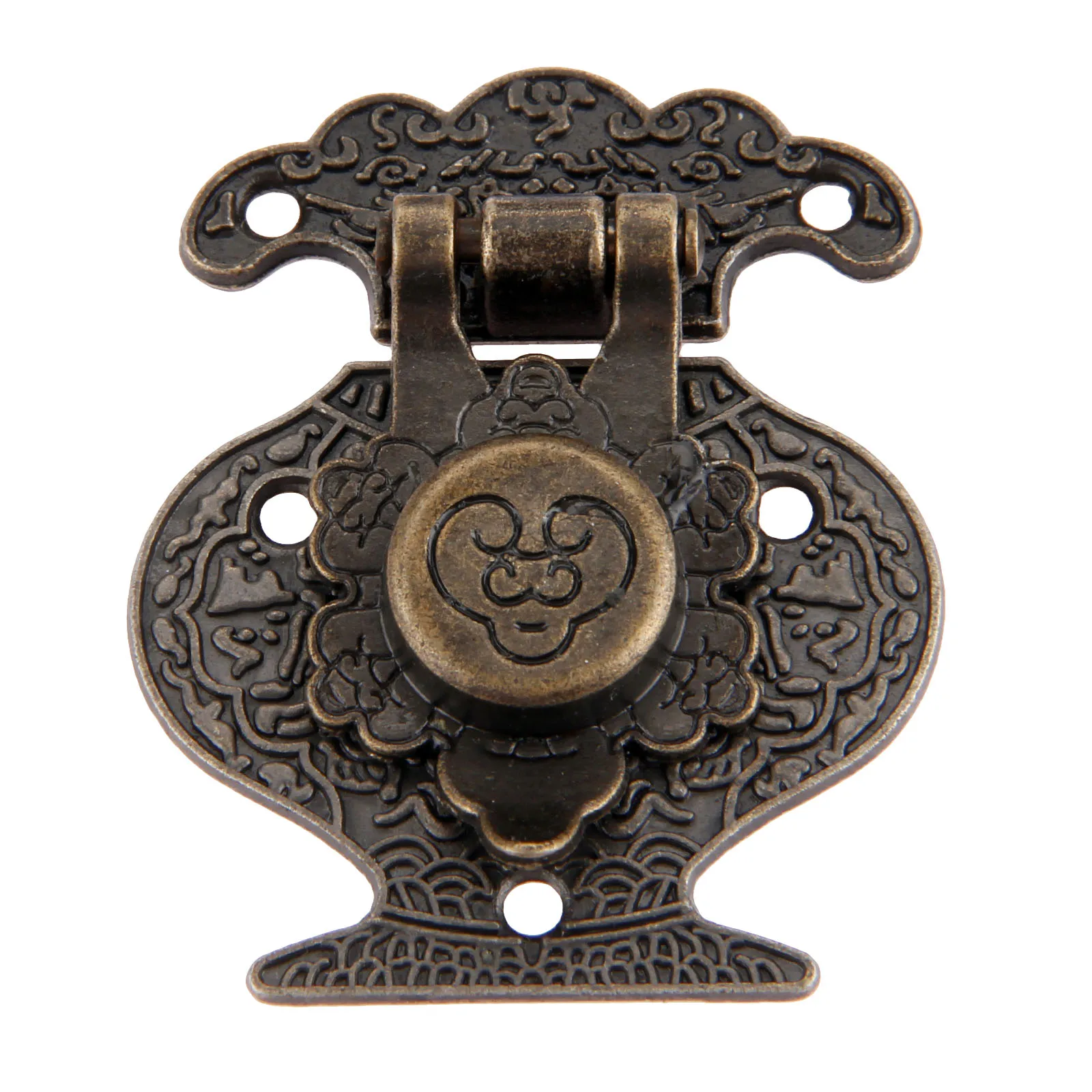 4 шт. Ретро Антикварный латунный декоративный ящик для ювелирных изделий, винная коробка, деревянная регулируемая защелка с защелкой, защелка, замок, форма вазы 37x46 мм