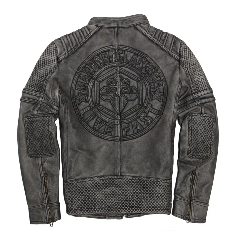 Распродажа винтажная кожаная мотоциклетная куртка мужская Байкерская Мужская