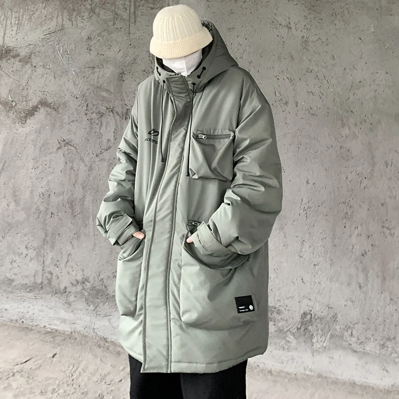 

Winter Long Puffer Jacket for Mens Fashion Trends Loose Fit Warm Clothes Teenage Oversized Hooded Windproof Coats -20℃ To - 25 ℃