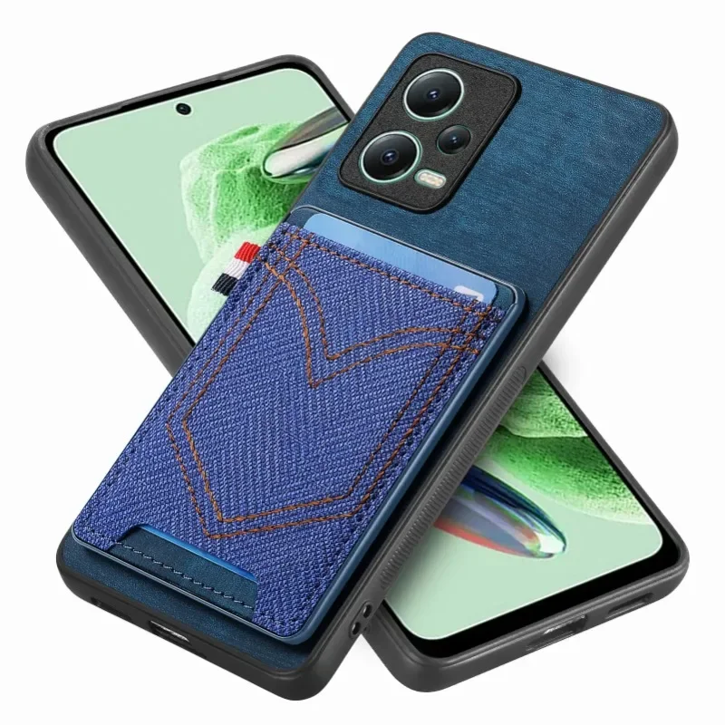 Тканевый чехол с слотом для карт POCO X6 M6 F5 C65 F3 X5 X3 X4 GT F4 M4 M3 Pro M5S M5 Магнитный кожаный