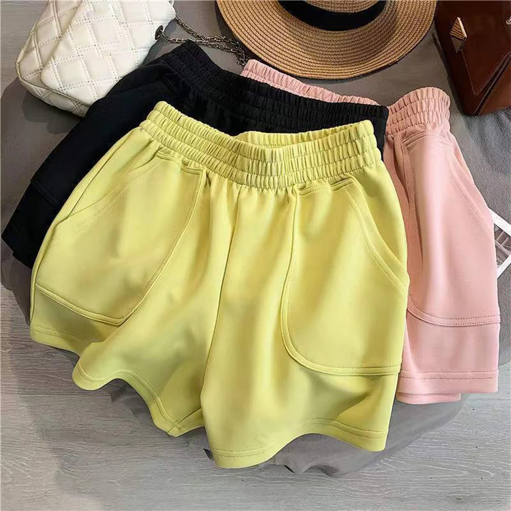 

Sports Shorts Slim Wide Leg Pants Solid Color Shorts Hot Pants High Waist Loose Shorts Cotton Shorts