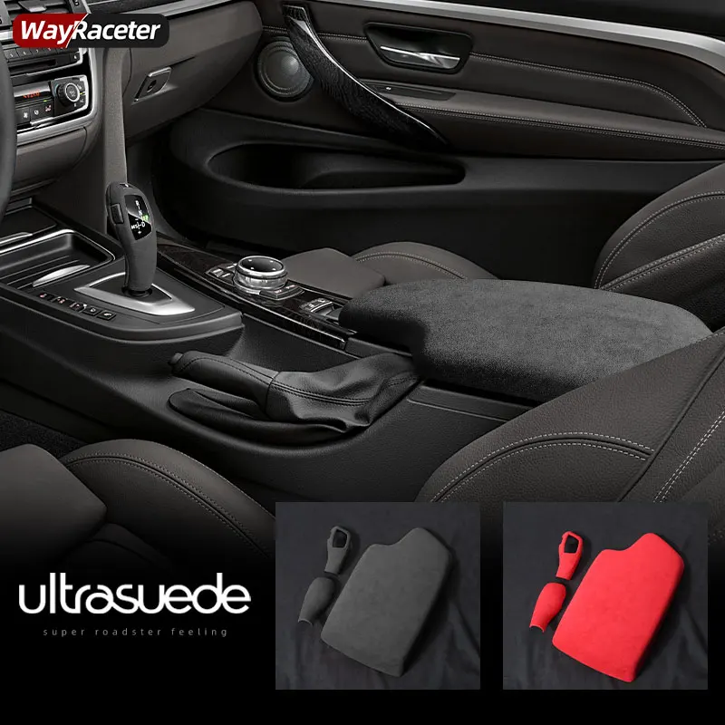 

Ultrasuede Suede Wrap Car Armrest Box Panel Trim LHD Gear Shift Knob Cover For BMW F30 F31 F32 F33 F36 M Performance Accessories