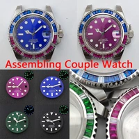 nh35 case 40mm sapphire glass diamond s dial couple men watch stainless steel nh36 watch accessories case nh35 movement
