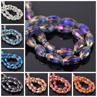 20pcs 13x8mm oval rugby faceted matte crystal glass loose crafts beads for jewelry making diy crafts findings