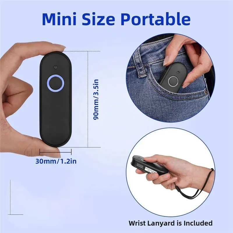 Фото 【A03R~】 Мини-сканер штрих-кодов USB Bluetooth 2.4G беспроводной 1D 2D QR PDF417 для планшетов и ПК на Android (K40 CCD) №2