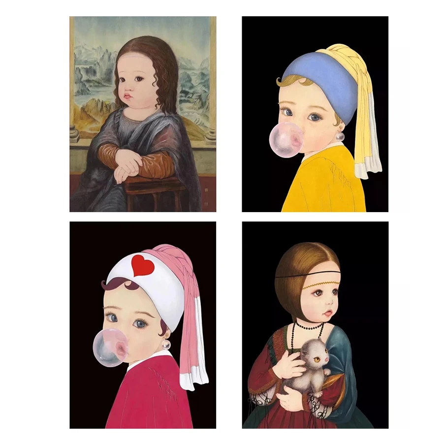 

5d Diy Diamond Painting Cartoon pearl girl Cross Stitch Mosaic,full,Round,diamond embroidery mona lisa Rhinestone child Gift