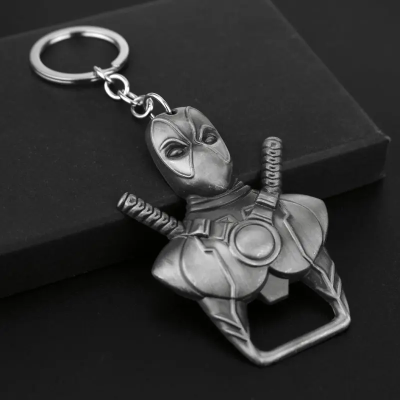 

Disney Marvel Movie Role Deadpool Bottle Opener Keychain Wade Winston Wilson Corkscrew Pendant Keyring