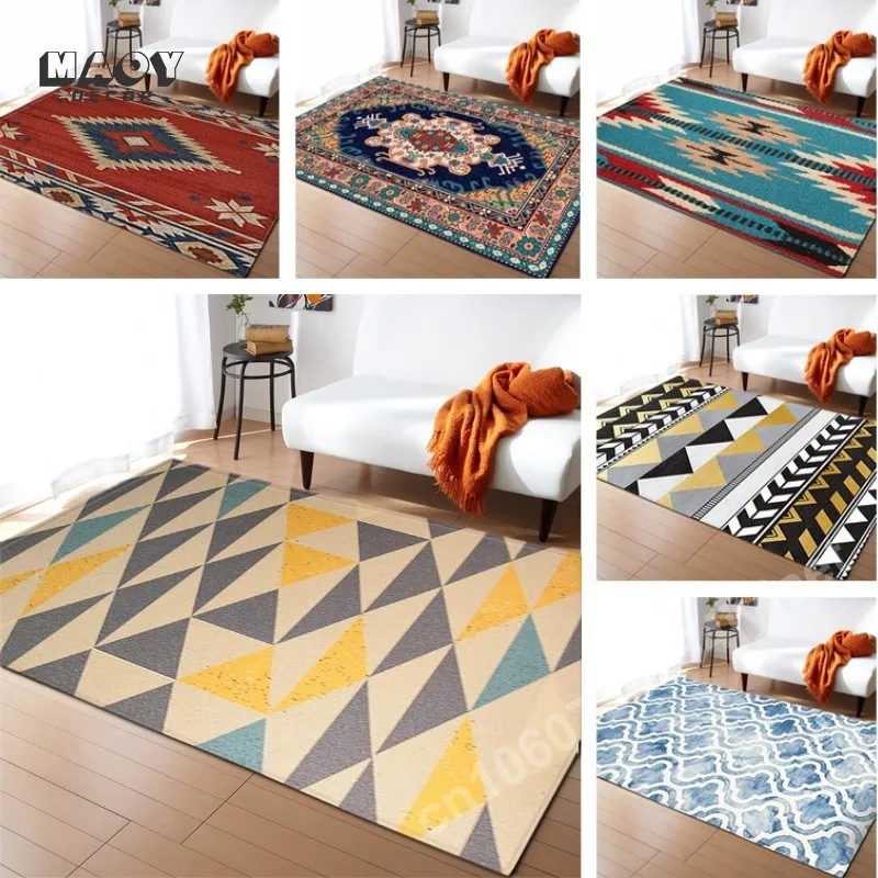 

Geometric Persian Style Carpet for Living Room Sofa Coffee Tables Area Rugs Anti-slip Entrance Doormats Porch Mandala Floor Mats