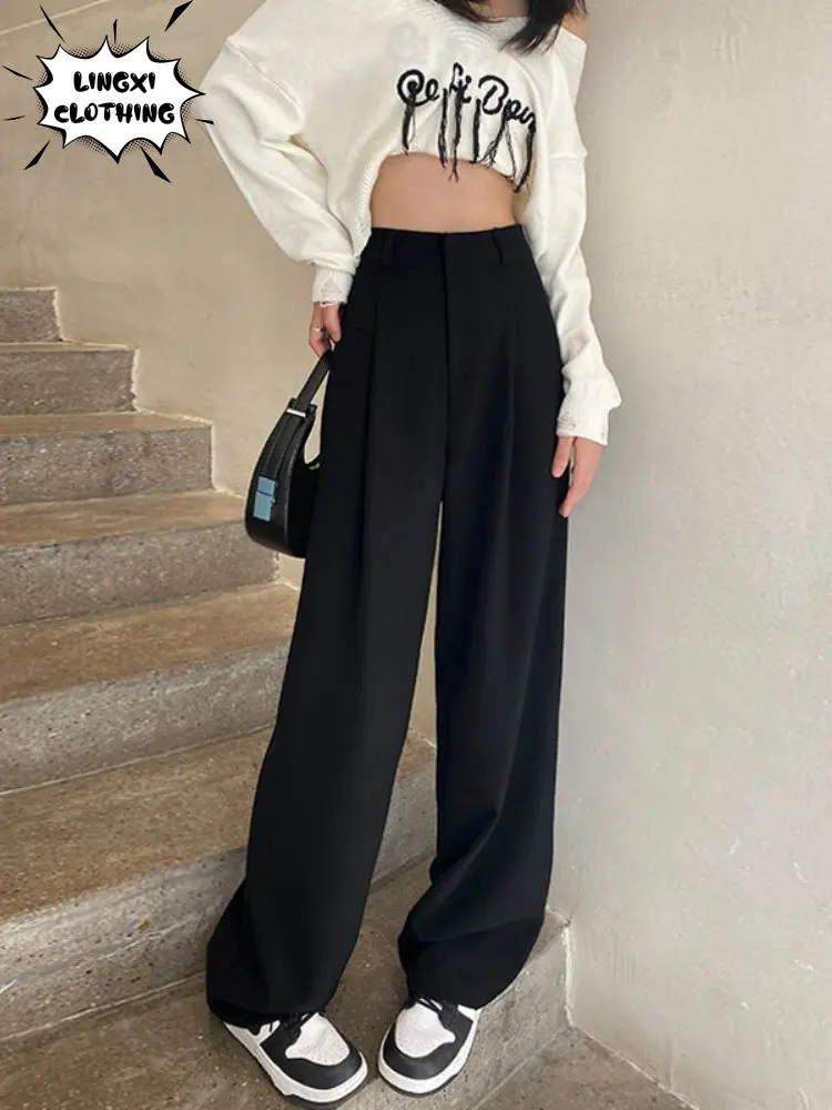 Trend 2023 Wide Leg Pants Women's High Waist Straight Suit Pants Korean Style Classic Loose Office Women's Pants At Low Landing