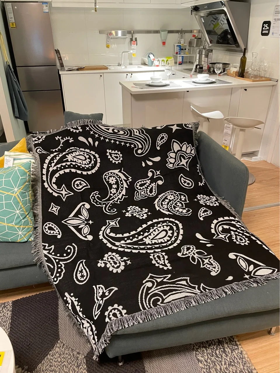 

Одеяло с пейсли, Крутое украшение для дома, черный коврик для пикника, одеяло до колена, пляжное полотенце, Гобеленовая скатерть, для спальни, для путешествий, для счастливого сна