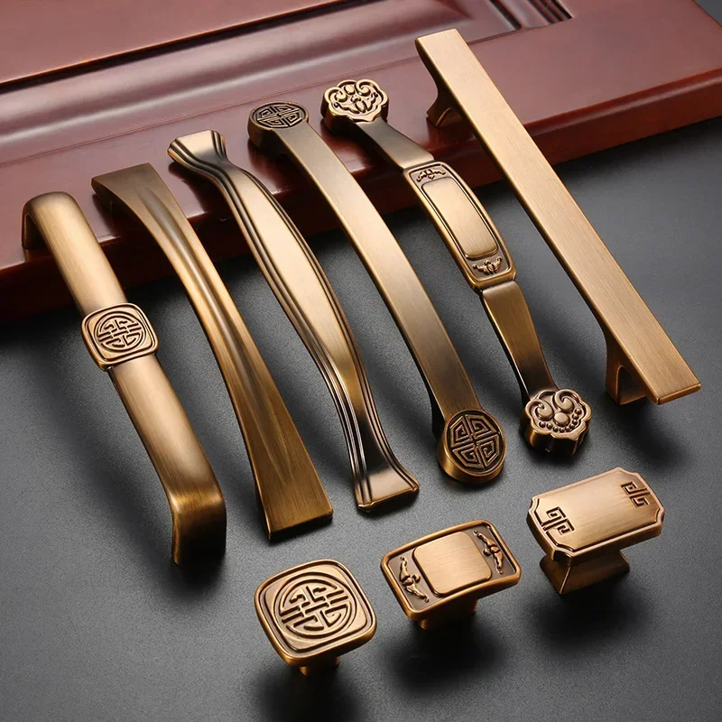 Ручка для кухонного шкафа желтая бронзовая ручка в стиле ретро из цинкового