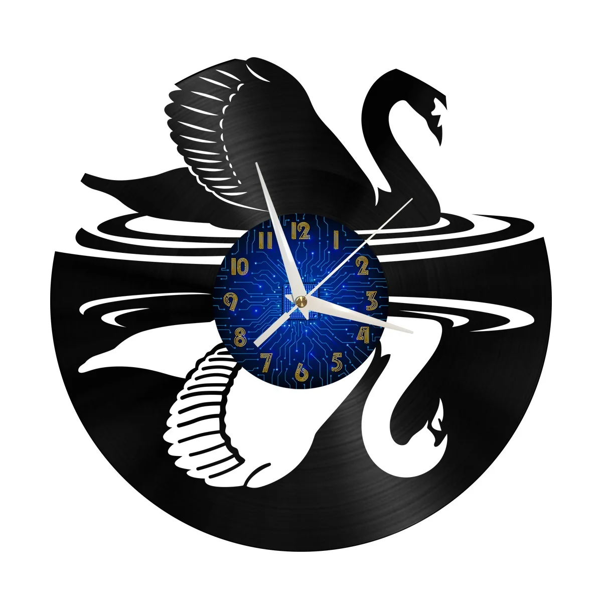 

Graceful Swan Vinyl Wall Clock, Vinyl Record Clock Wall Art Silent & Non-ticking
