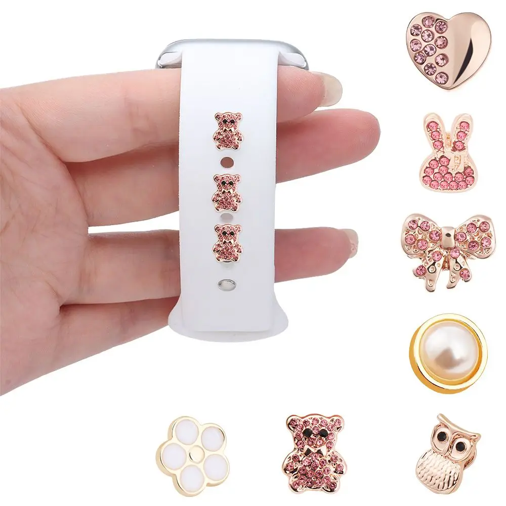 

Metal Bear Rhinestones Silicone Strap Decorative Nails DIY Jewelry Accessories Watchband Metal Creativity Rivet Rubber Bracelet