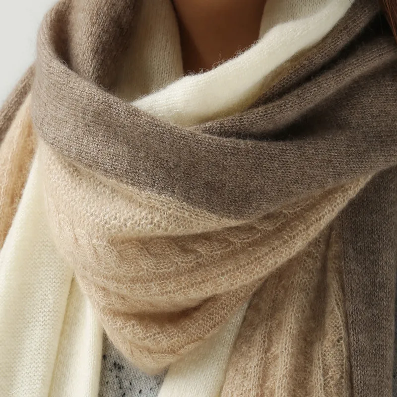

Guesod Goat Cashmere Soft Scarf 100% Cashmere Autumn Winter Three Colors Knitting Yarn Shawl Warm Scarf New