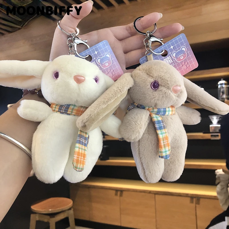 Stuffed Animals Cartoon Long Eared Rabbit Fashion Keychain Pendant Plush Doll Cute Schoolbag Pendant Couple Key Chains Jewelry