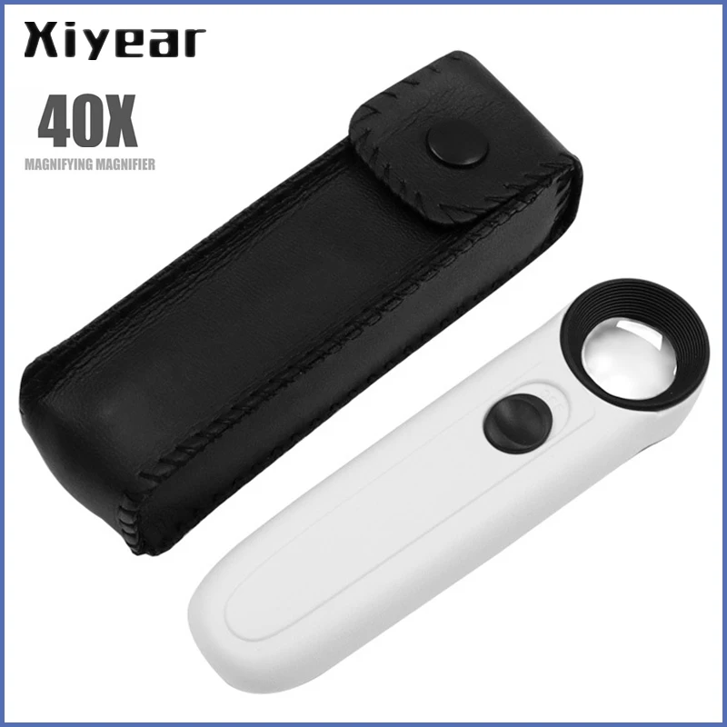 Ручное увеличительное стекло 40x светильник светодиодный лампами ручная лупа с