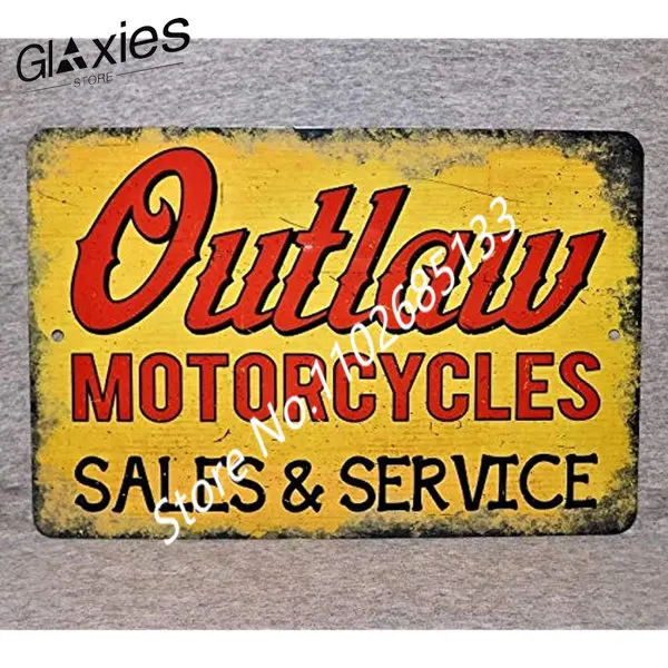 

Metal Sign Outlaw Motorcycles Biker Motorbike Club Shop Gang Motorcycling Rally Cycle Motorcycle Garage Man Cave Wall Plaque
