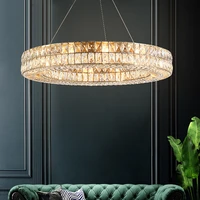 american rh luxury e14 led pendant lights adjustable circle led hanging lamp lustre k9 crystal gold silver suspend lamp fixture