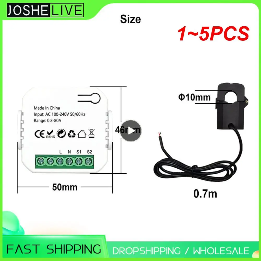 

1~5PCS Tuya Smart Life WiFi Digital Energy Meter 80A with Current Transformer Sensor Clamp Power Consumption Monitor 110V 240V