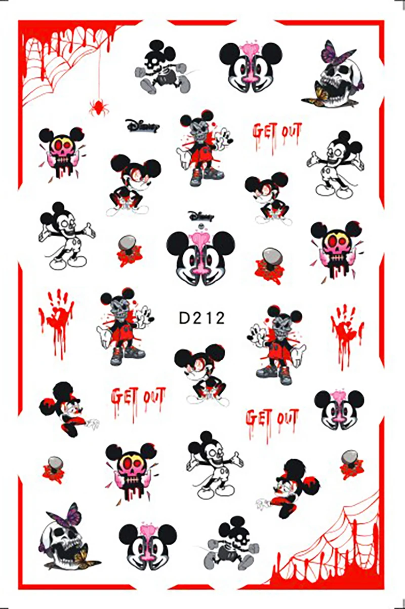 

1PCS Halloween Cartoon Mickey Mouse 3D Nail Stickers Nail Art Decoration Disney Anime Nail Supplies Lilo and Stitch Stickers