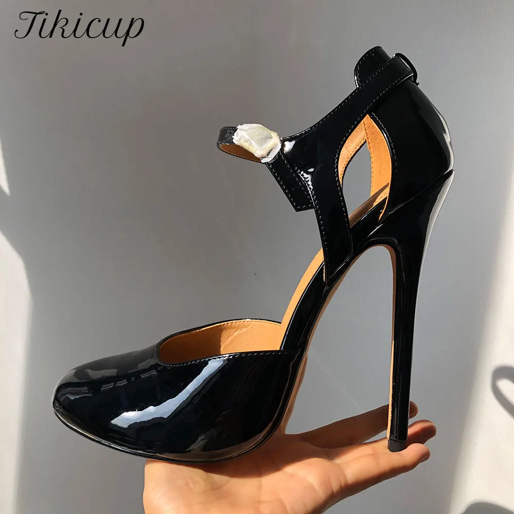 

Tikicup Extreme High Heels 14-15cm Unisex Shoes Sexy Women Ankle Strap Pumps Stilettos Drag Queen Nightclub Cross Dresser Size48
