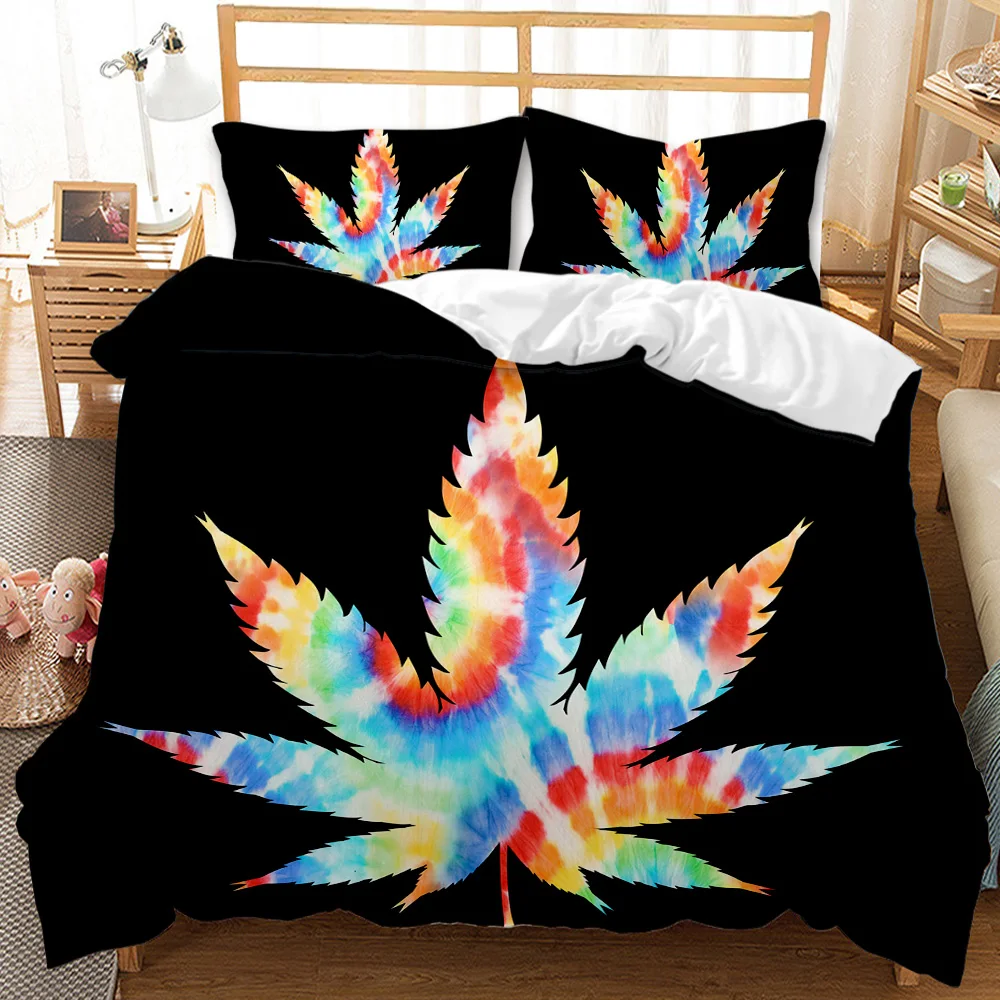 

Комплект постельного белья с рисунком листьев марихуаны, пододеяльник из полиэстера с рисунком листьев конопли, экзотический Зеленый Желт...