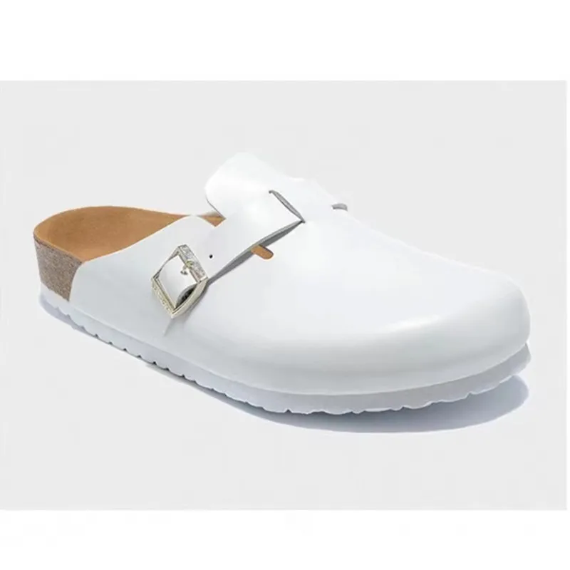 2023 Boken Baotou Semi-Drag Women Wearing Leather Cork Couples Plus Size Holiday Beach Leisure Slippers For men And Women 40-46