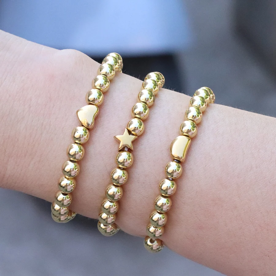 Женский Браслет С Гематитовым Камнем Нержавеющая Сталь Повседневная Мода