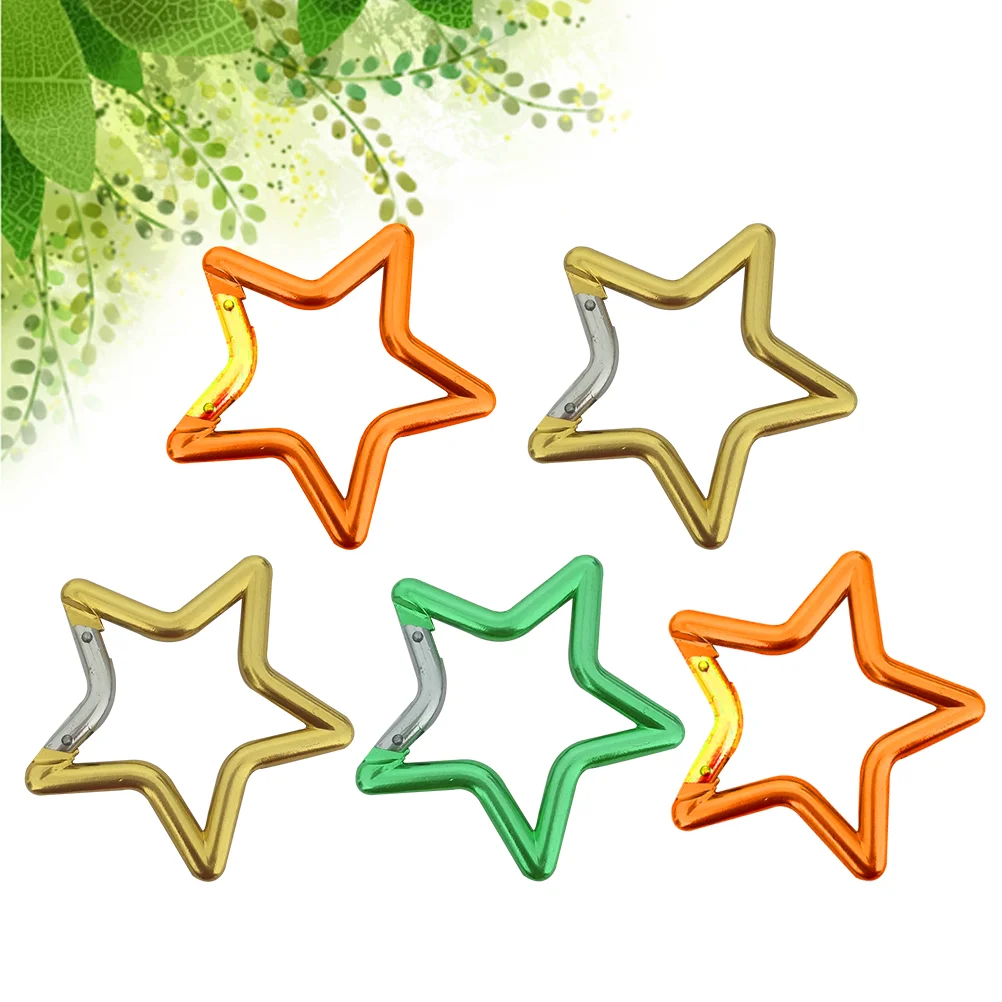 

5 Pcs Star Shape Carabiner Hammock Hiking Clip Aluminum Alloy Keychain Climbing