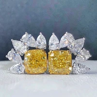 dainty female zircon stud earrings with shiny yellow crystal cz temperament women accessories for party luxury lady jewelry gift