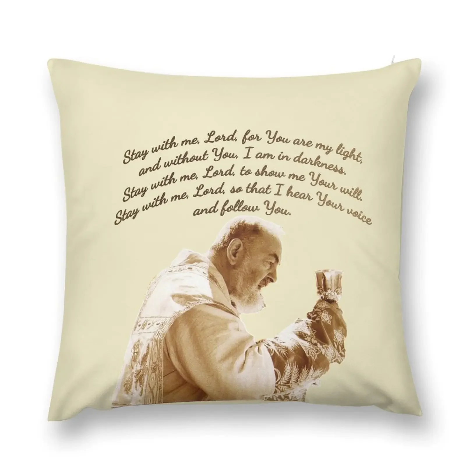 Падре Пейерелица Оставайся со мной Господь Декоративная подушка Рождественская