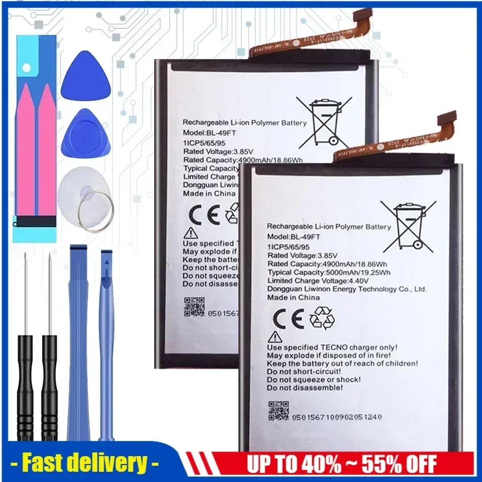 BL-49FT 5000 мАч аккумуляторы для мобильных телефонов TECNO POP 4 POP4 K 7 10000 Oukitel K7