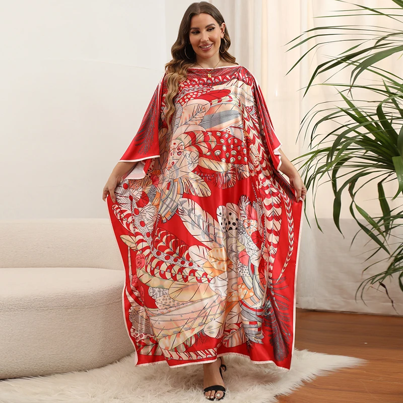 

2023 New Bikini Cover-ups Retro Printed Women Summer Dress Plus Size Beach Wear Swim Suit Cover Up